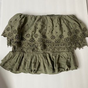 NWT American Eagle Green Strapless Eyelet Top, Medium